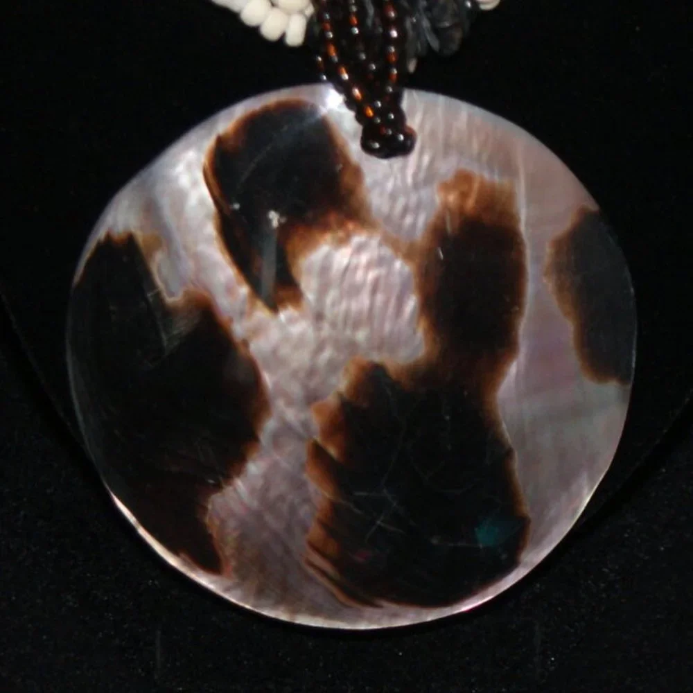 Handmade Round Blacklip M.O.P Tiger Necklace - Picture 2 of 4